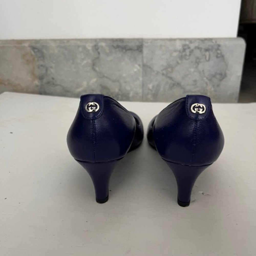 NEW Gucci Blue Leather Wedges - Picture 6 of 6